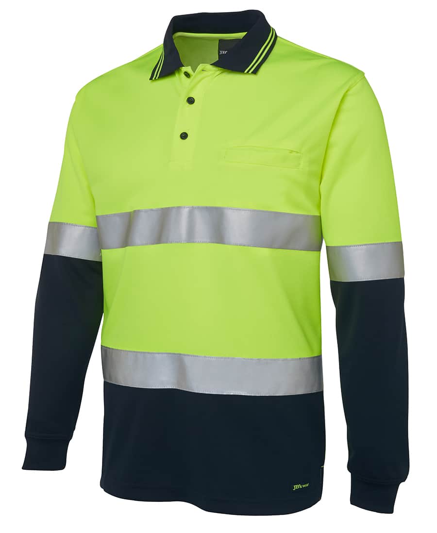 6HVSL JB’s Hi Vis Long Sleeve Day or Night Taped Polo yellow